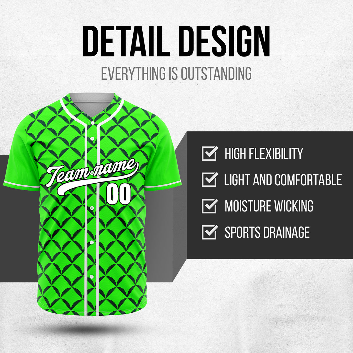Custom Vertex Vibe Neon Green Baseball Sports Jersey Personalized Uniform with Name & Number