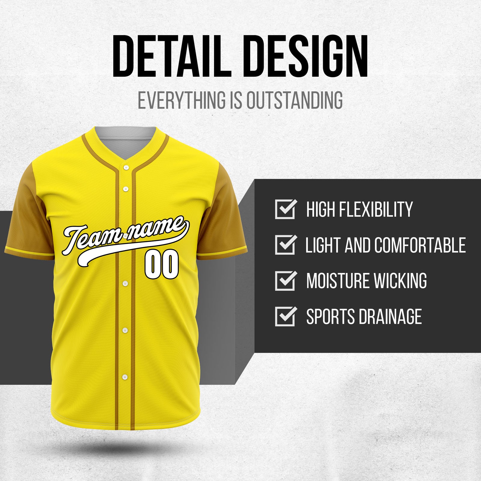 Custom Crimson Yellow Raglan Style Baseball Sports Jersey Personalized Uniform with Name & Number