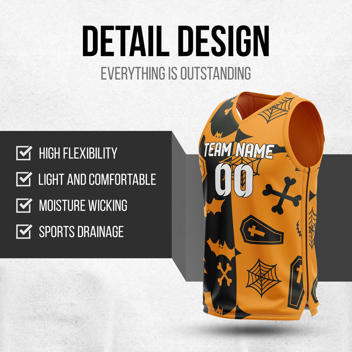 Custom Basketball Bonebat Sports Jersey Personalized Uniform with Name & Number