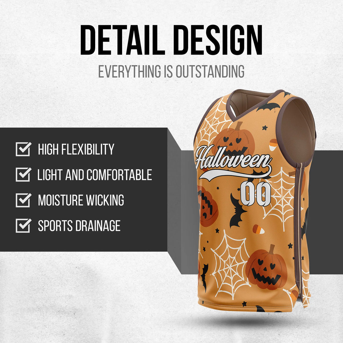 Custom Basketball Pumpkinweb Sports Jersey Personalized Uniform with Name & Number