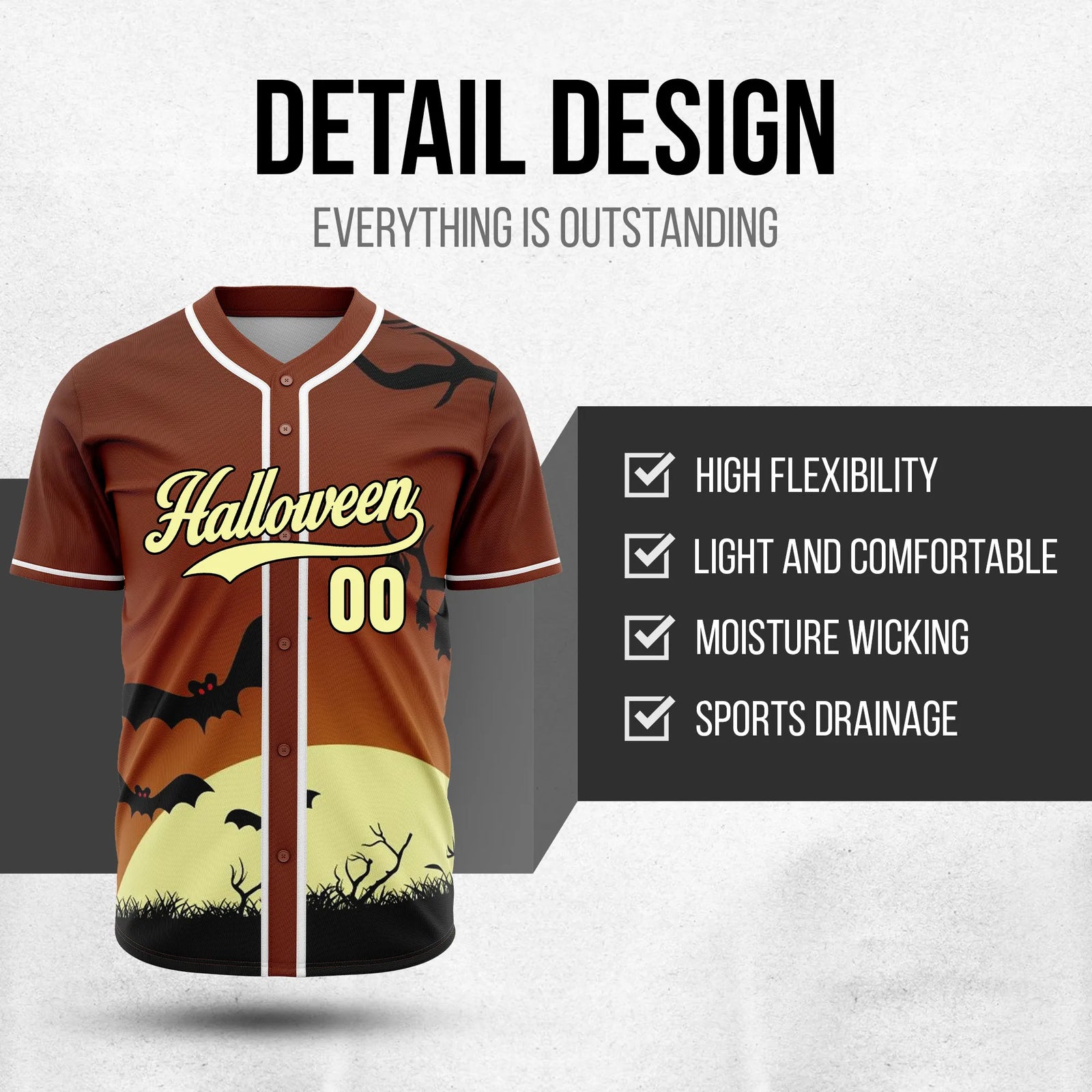 Custom Batmoon Baseball Sports Jersey Personalized Uniform with Name & Number