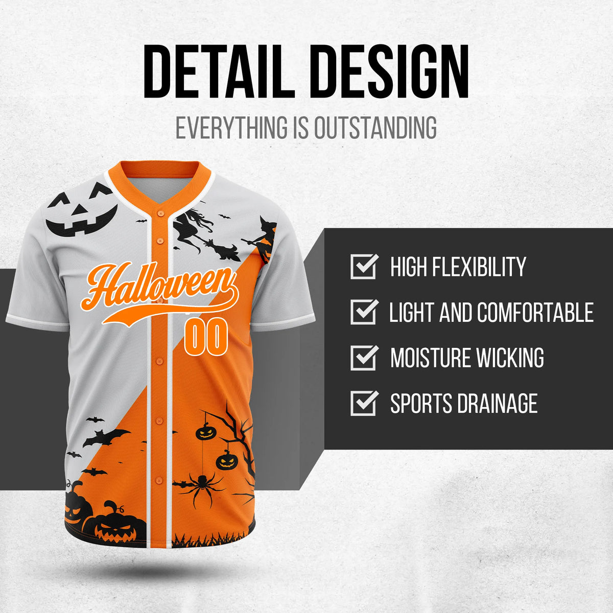 Custom Witchscape Baseball Sports Jersey Personalized Uniform with Name & Number