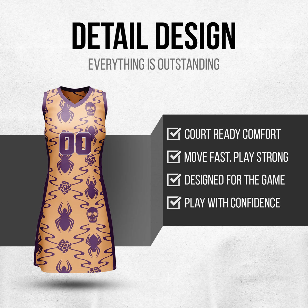 Custom Halloween Netball Jersey D2 Personalized Uniform with Name & Number