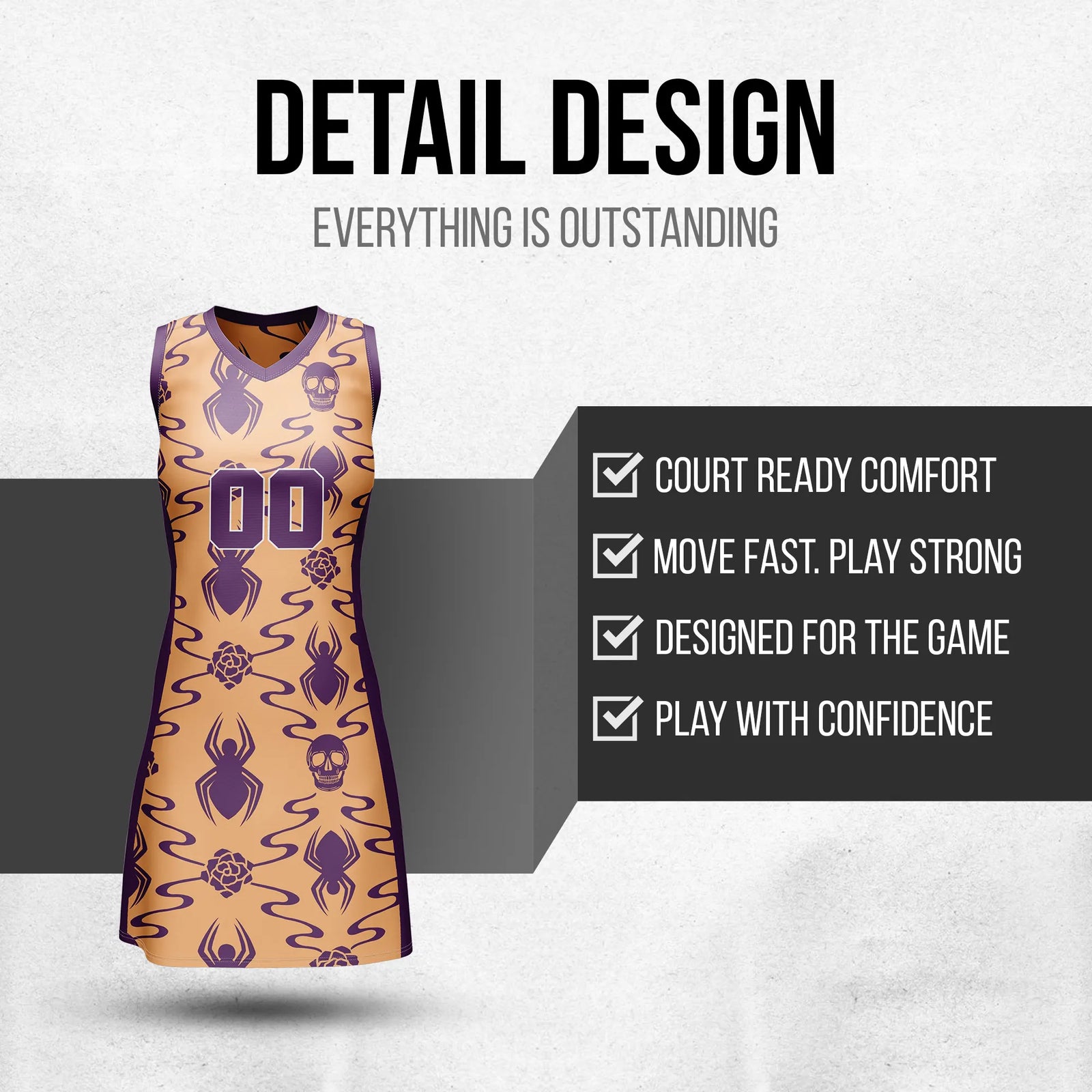 Custom Halloween Netball Jersey D2 Personalized Uniform with Name & Number