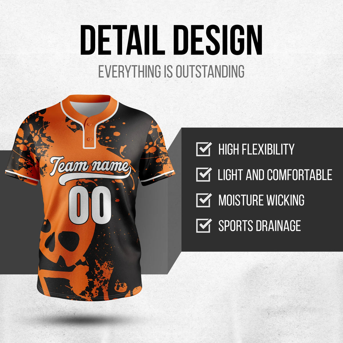 Custom Orange Reaper Baseball Sports Jersey Personalized Uniform with Name & Number