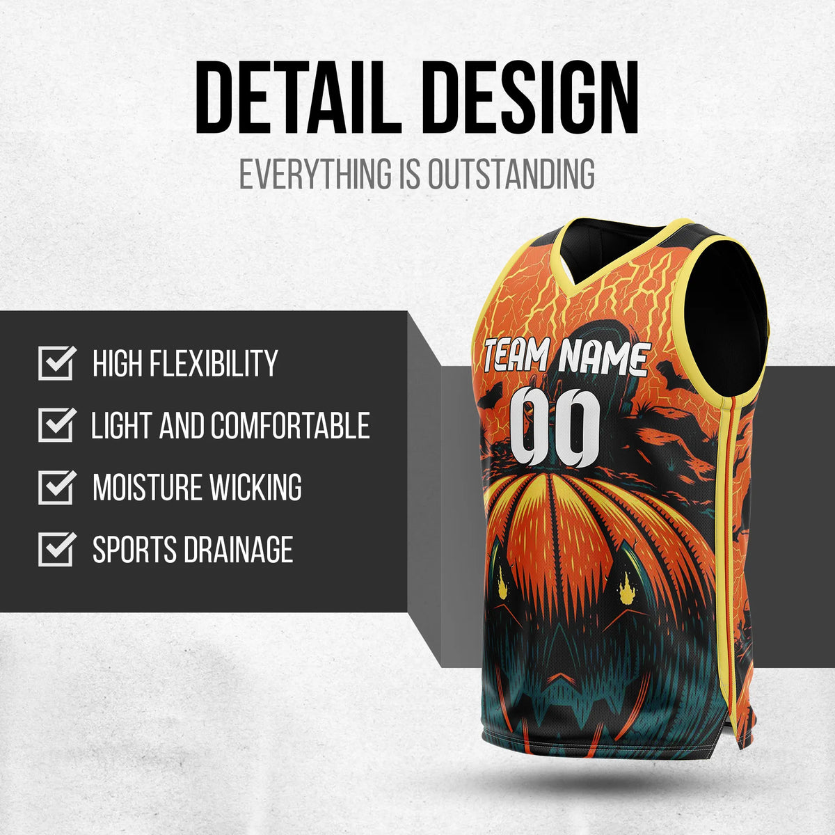Custom Basketball Pumpkinfang Sports Jersey Personalized Uniform with Name & Number