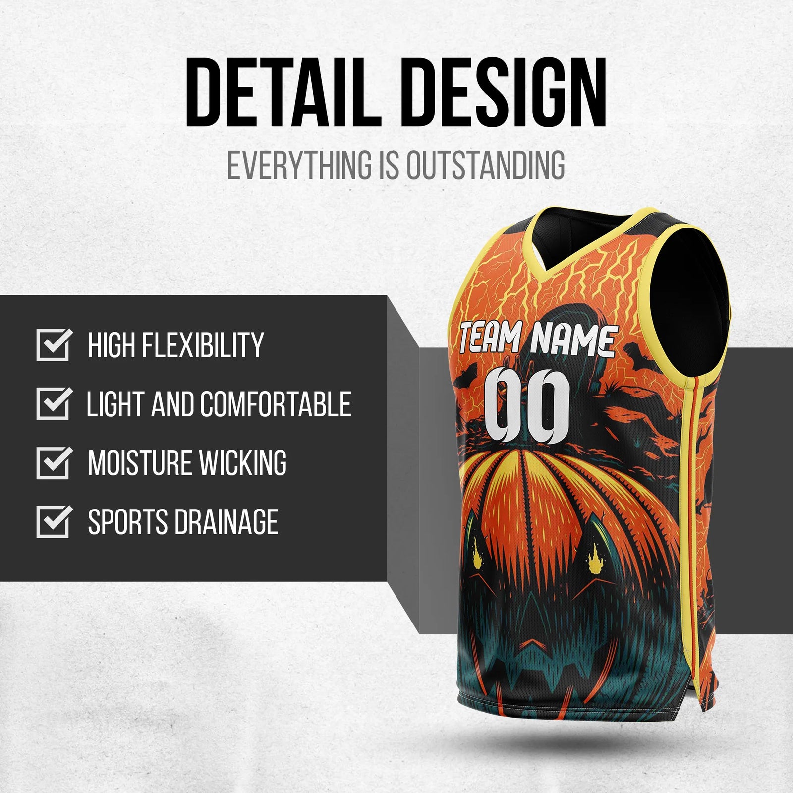 Custom Basketball Pumpkinfang Sports Jersey Personalized Uniform with Name & Number