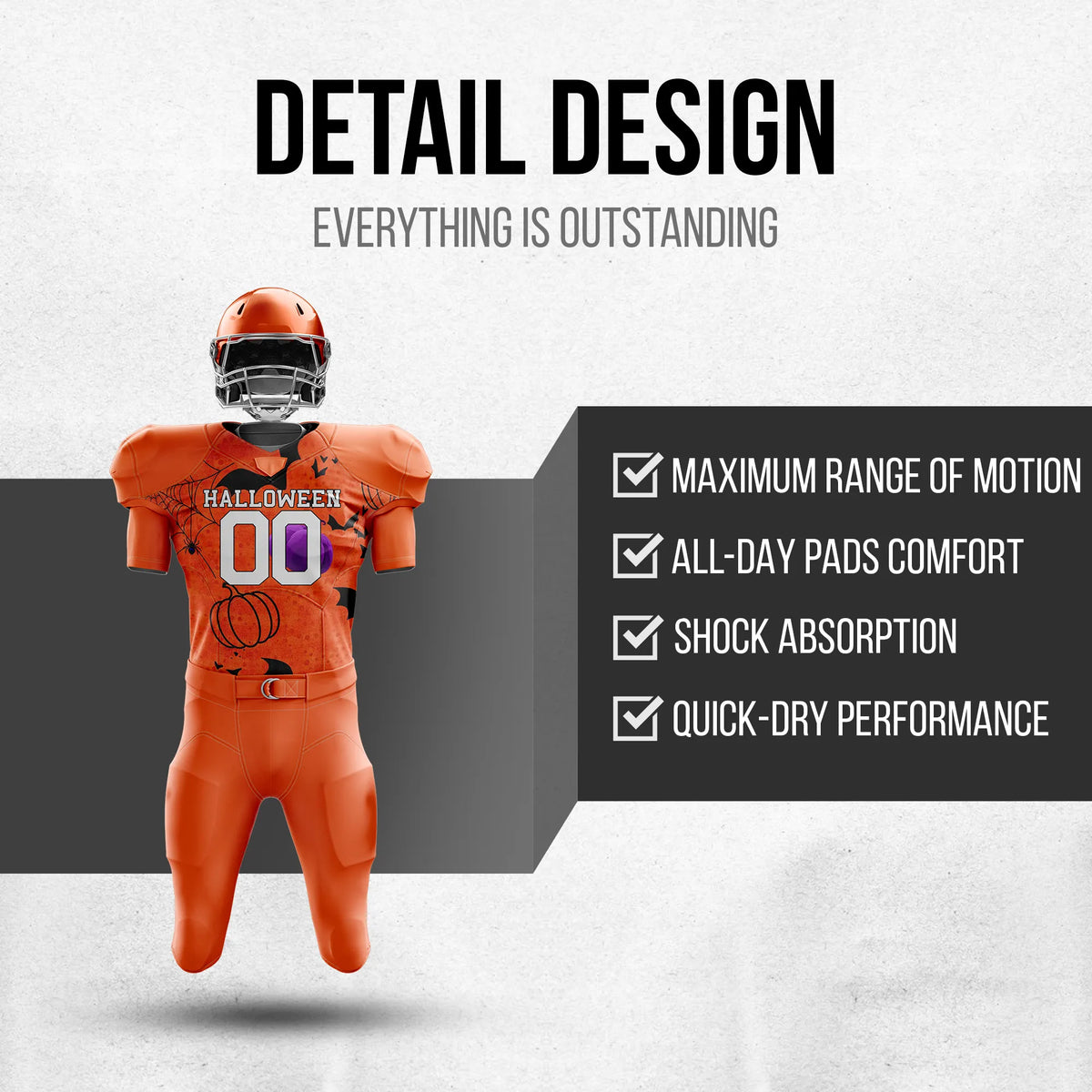 Custom Autumn Haunt American Football Jersey Personalized Uniform with Name & Number