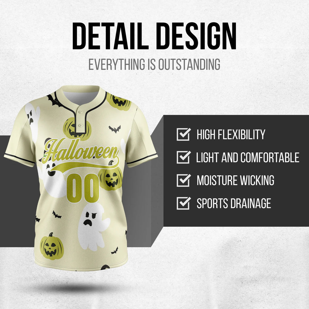 Custom Halloween Vibes Baseball Jersey Personalized Uniform with Name & Number