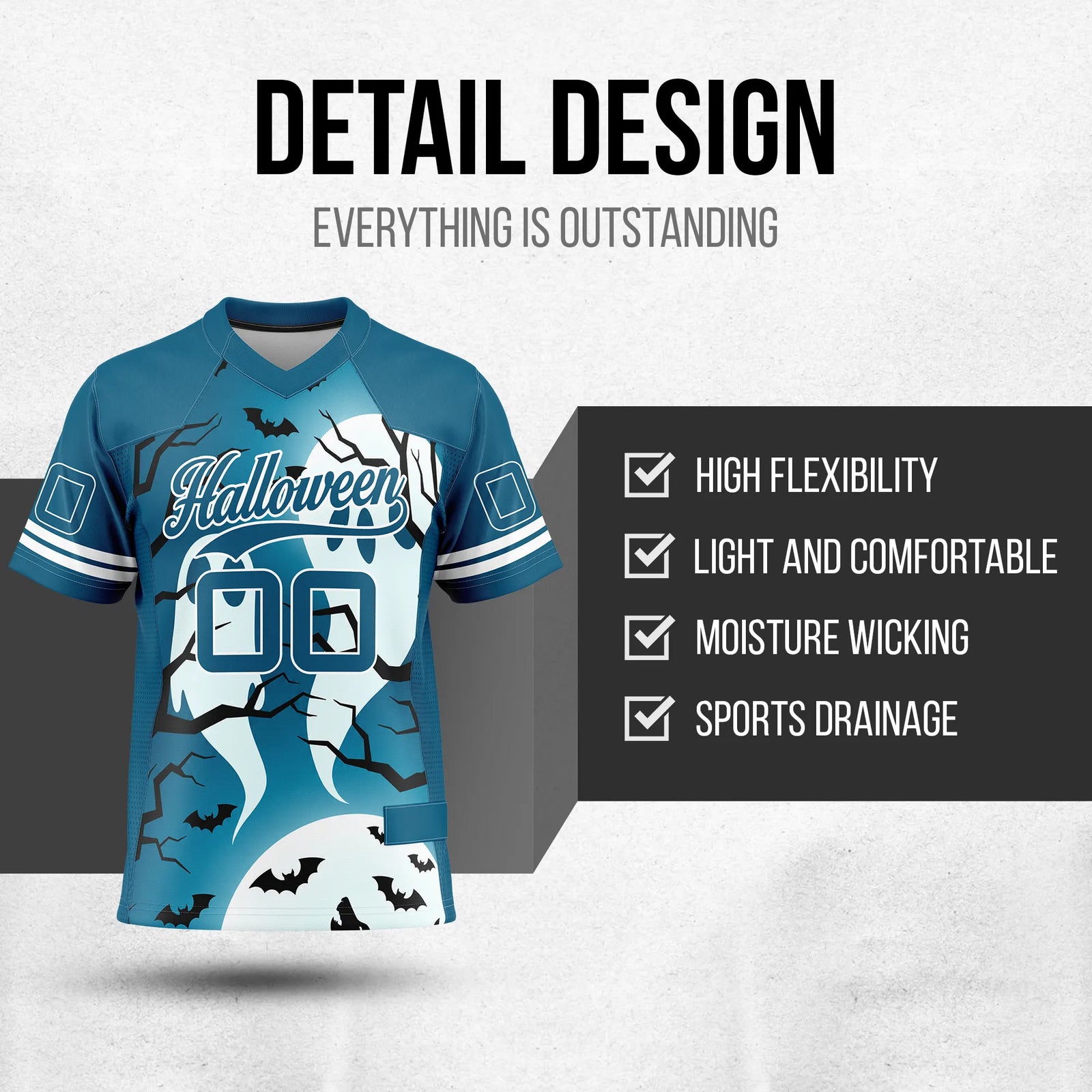 Custom Halloween Flag Football Jersey D1 Personalized Uniform with Name & Number