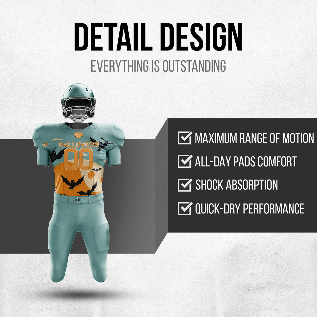 Custom Spooky Skies Halloween American Football Jersey Personalized Uniform with Name & Number