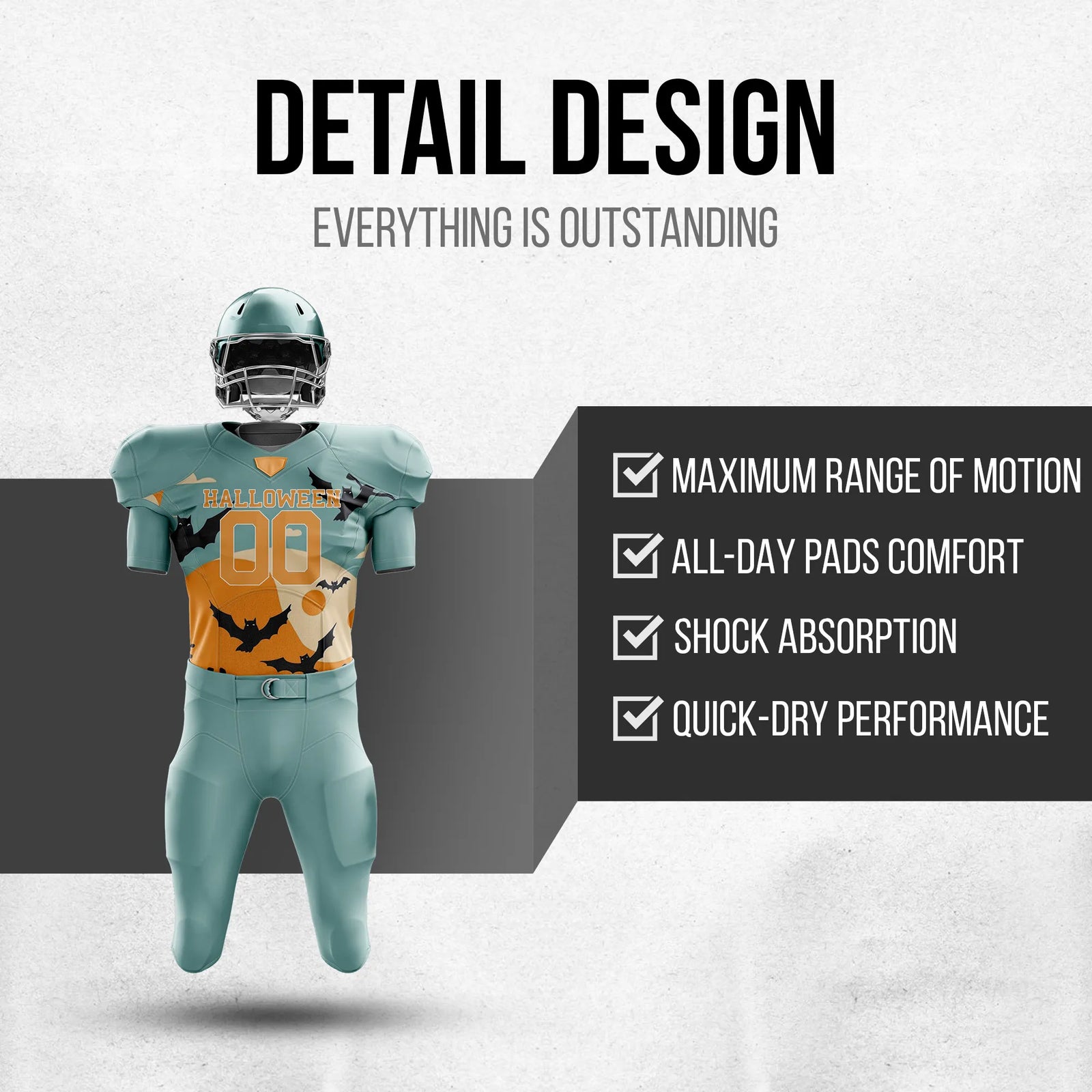 Custom Spooky Skies Halloween American Football Jersey Personalized Uniform with Name & Number