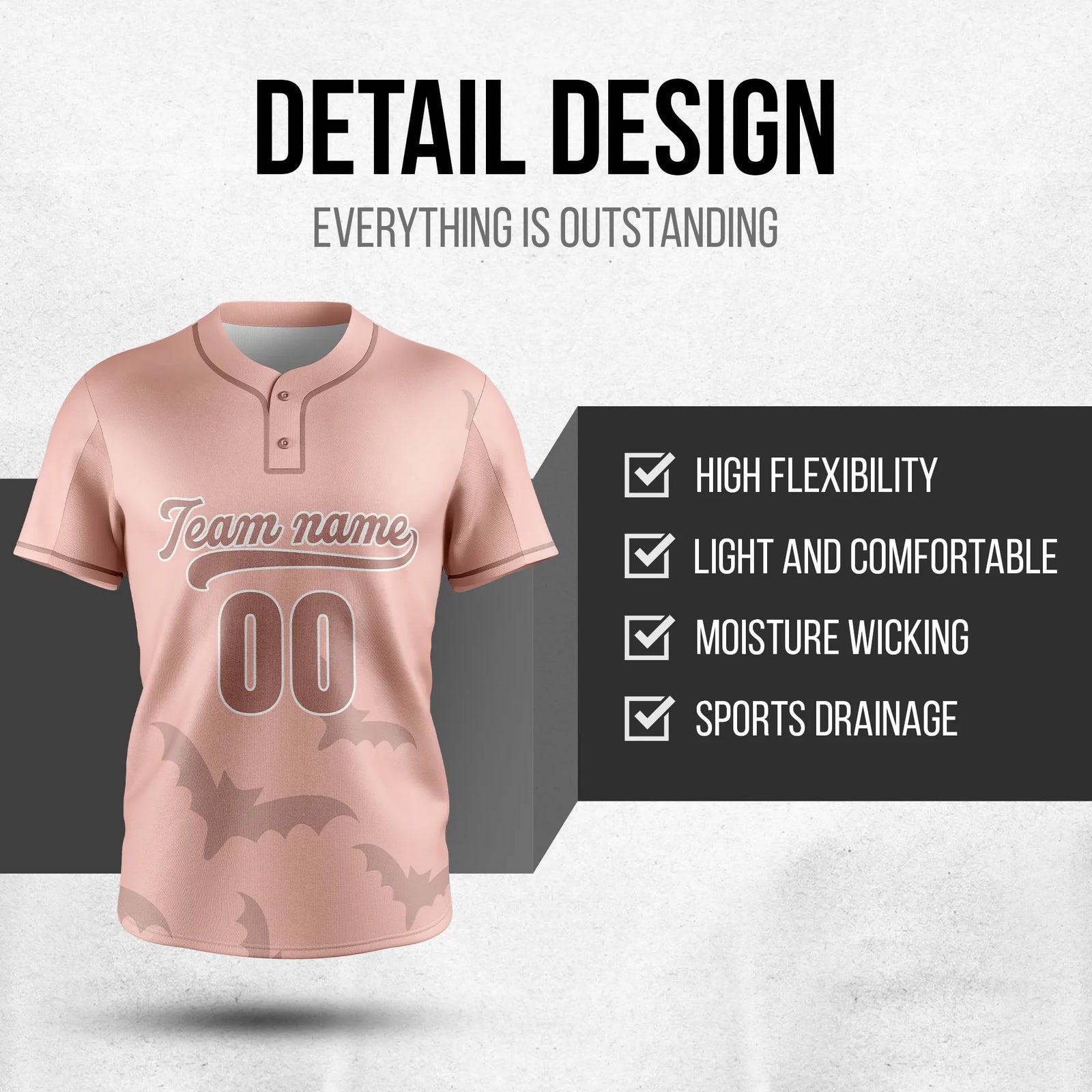 Custom Spooky Blush Baseball Sports Jersey Personalized Uniform with Name & Number