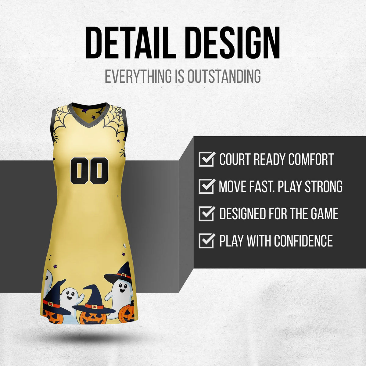 Custom Halloween Netball Jersey D9 Personalized Uniform with Name & Number