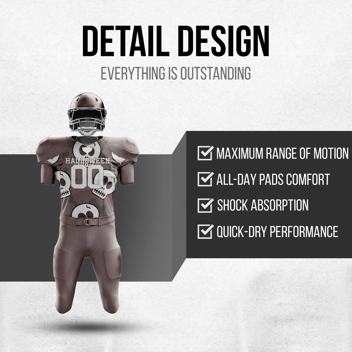 Custom Bonebound Halloween American Football Jersey Personalized Uniform with Name & Number