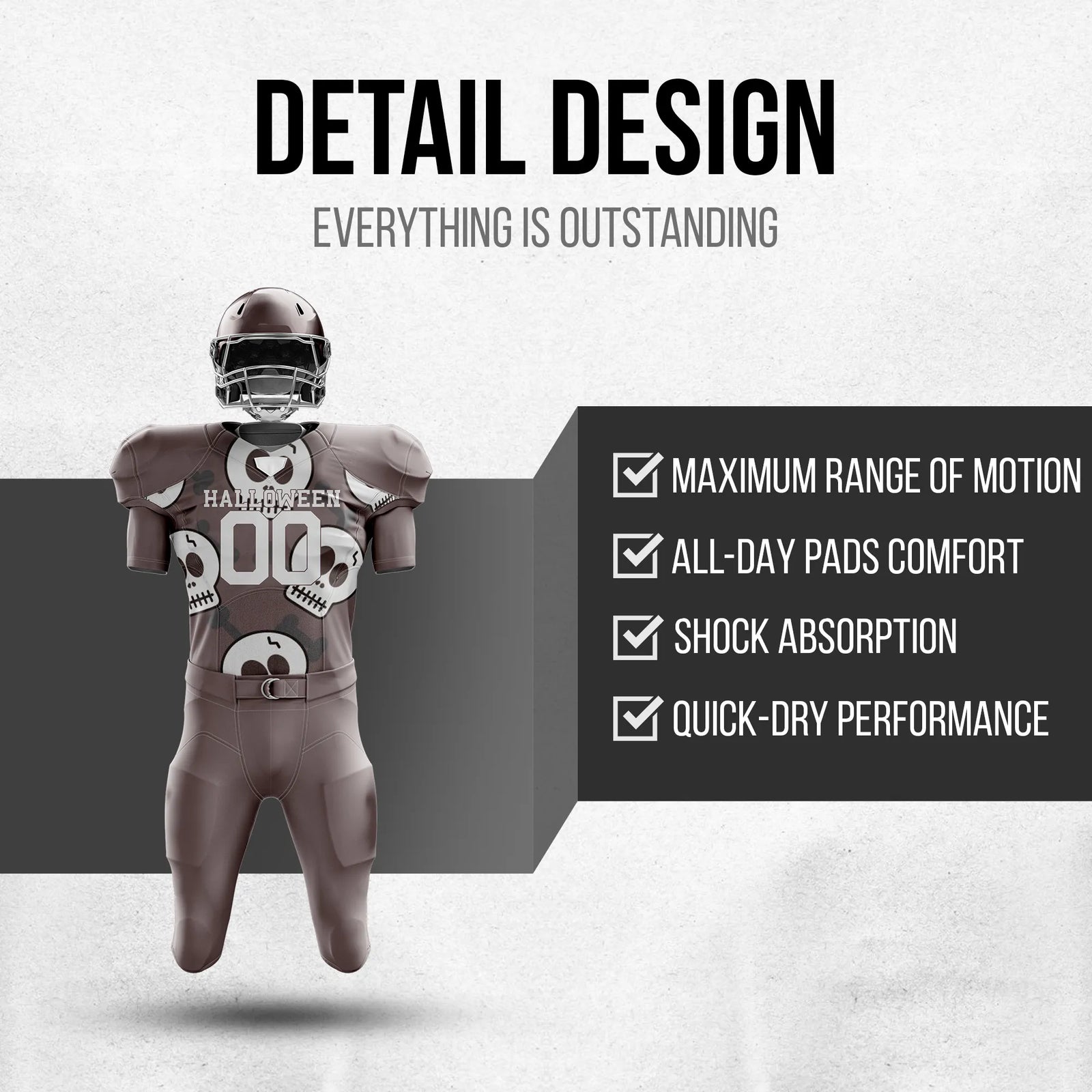Custom Bonebound Halloween American Football Jersey Personalized Uniform with Name & Number
