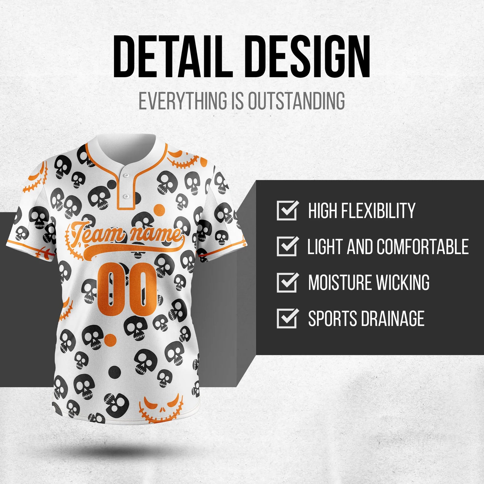 Custom Skull Strike Baseball Sports Jersey Personalized Uniform with Name & Number