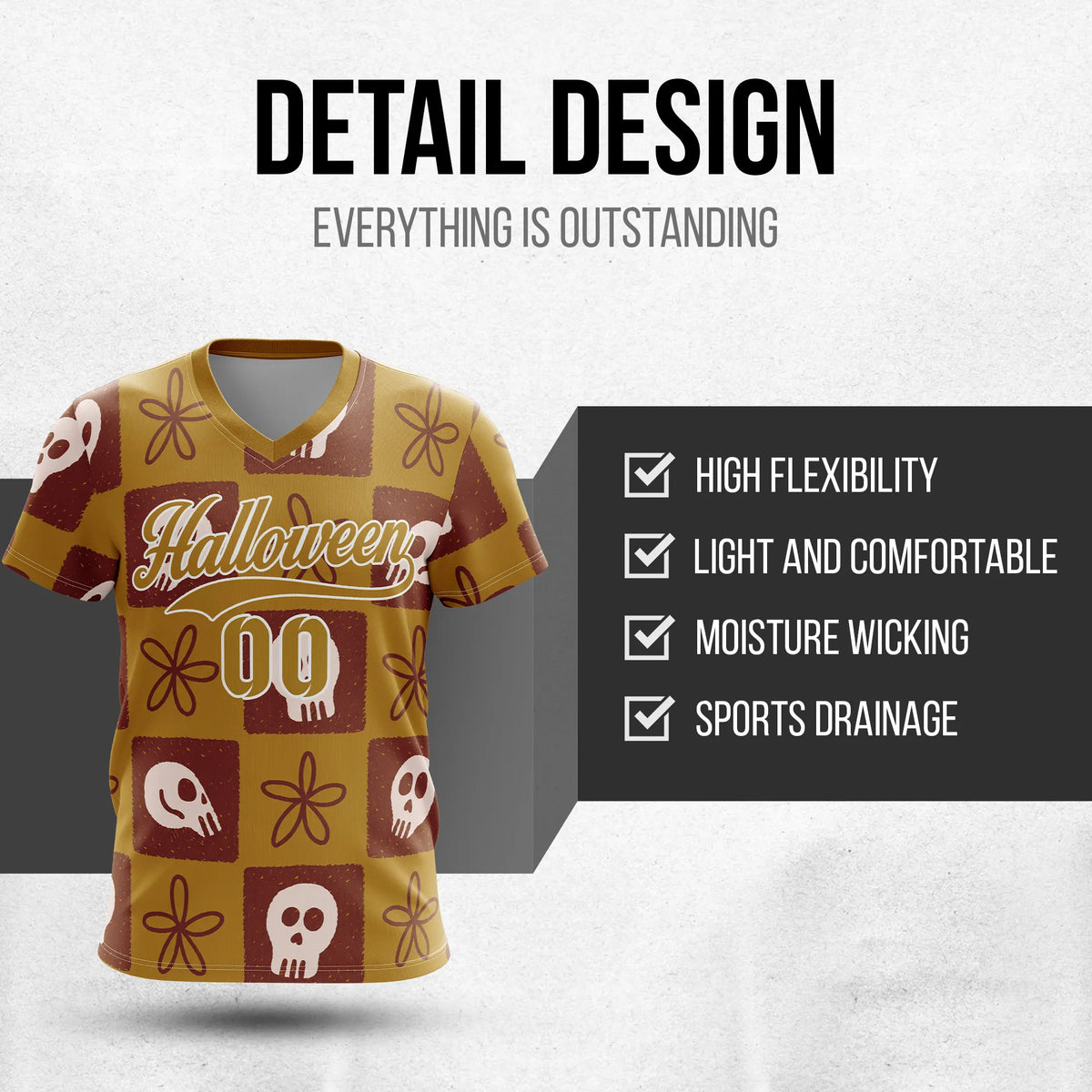 Custom Halloween Soccer Jersey D2 Personalized Uniform with Name & Number