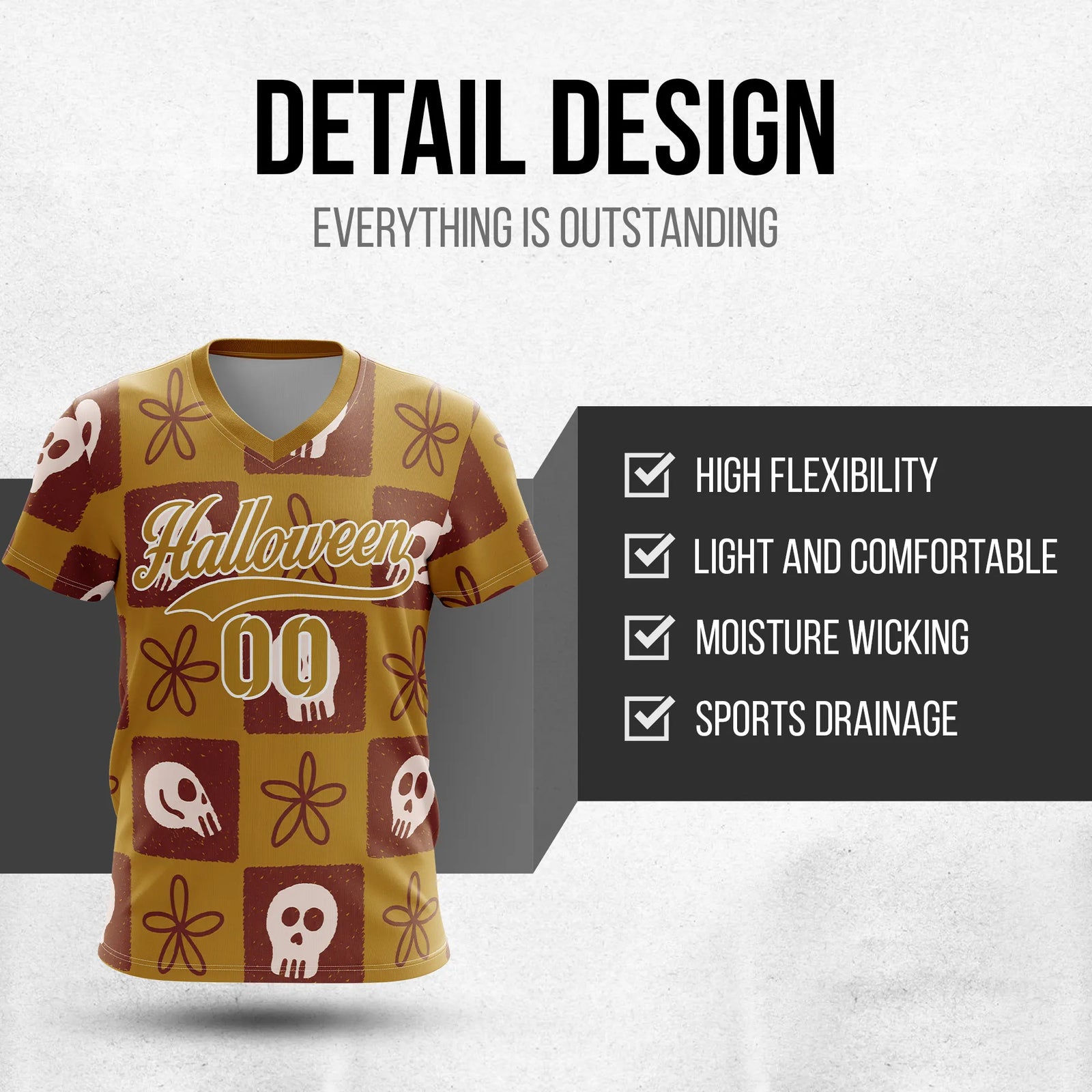 Custom Halloween Soccer Jersey D2 Personalized Uniform with Name & Number