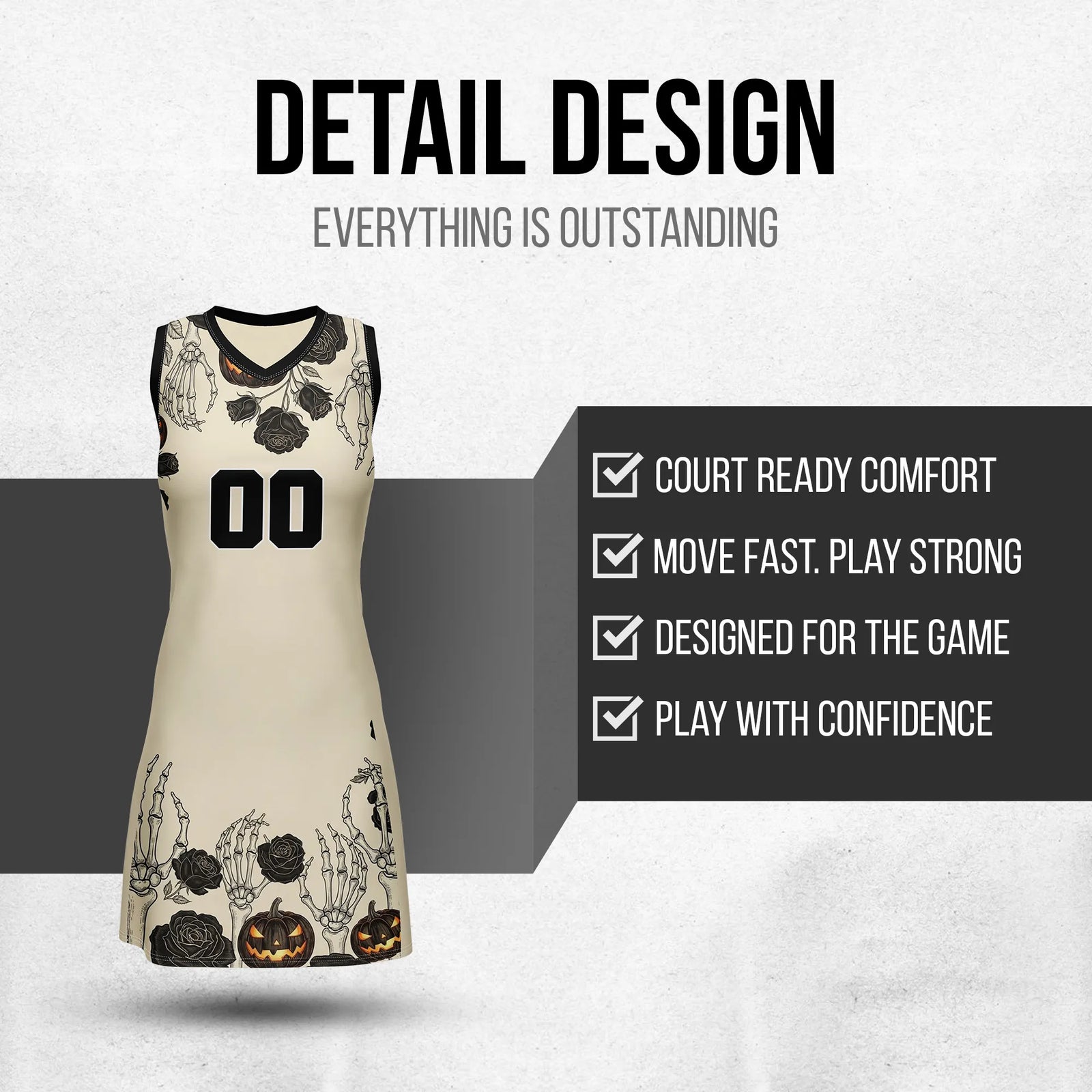 Custom Halloween Netball Jersey D10 Personalized Uniform with Name & Number