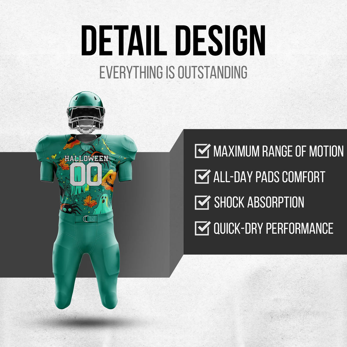 Custom Creepy Halloween American Football Jersey Personalized Uniform with Name & Number