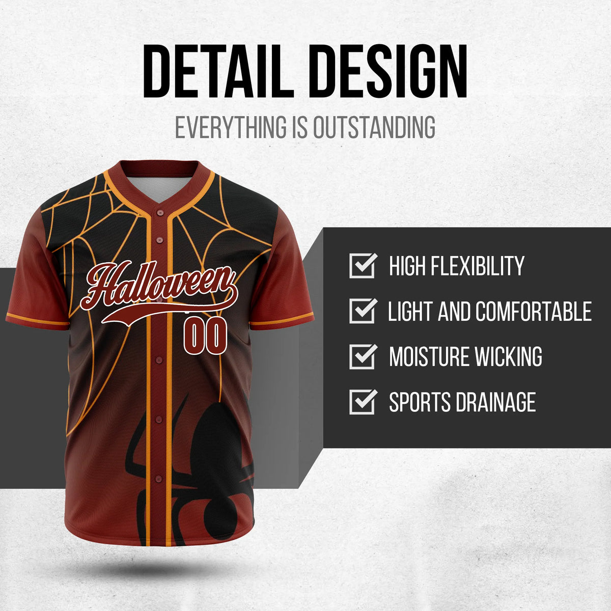 Custom Spiderfang Baseball Sports Jersey Personalized Uniform with Name & Number