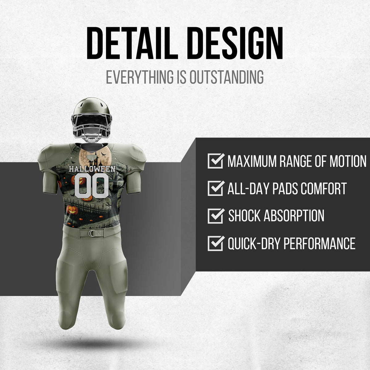Custom Spooky Harvest Halloween American Football Jersey Personalized Uniform with Name & Number