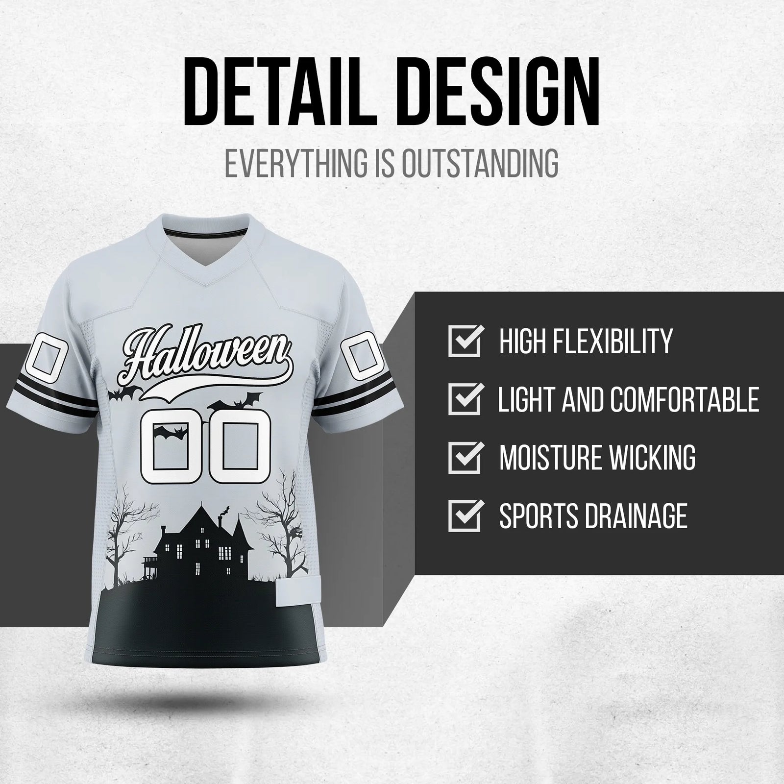 Custom Halloween Flag Football Jersey D7 Personalized Uniform with Name & Number