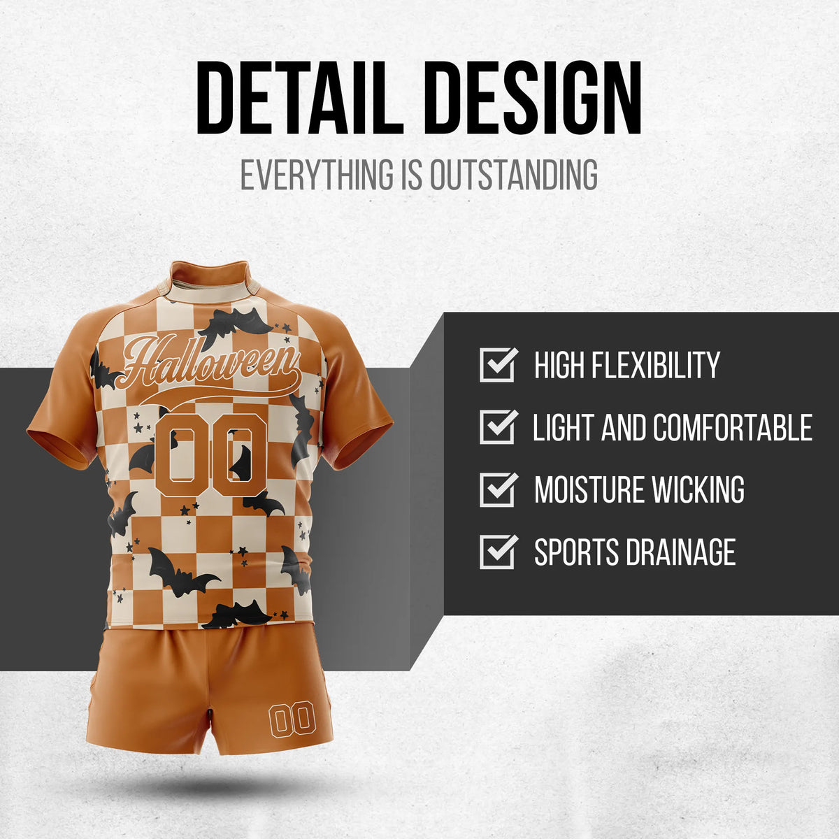 Custom Halloween Rugby Jersey D1 Personalized Uniform with Name & Number