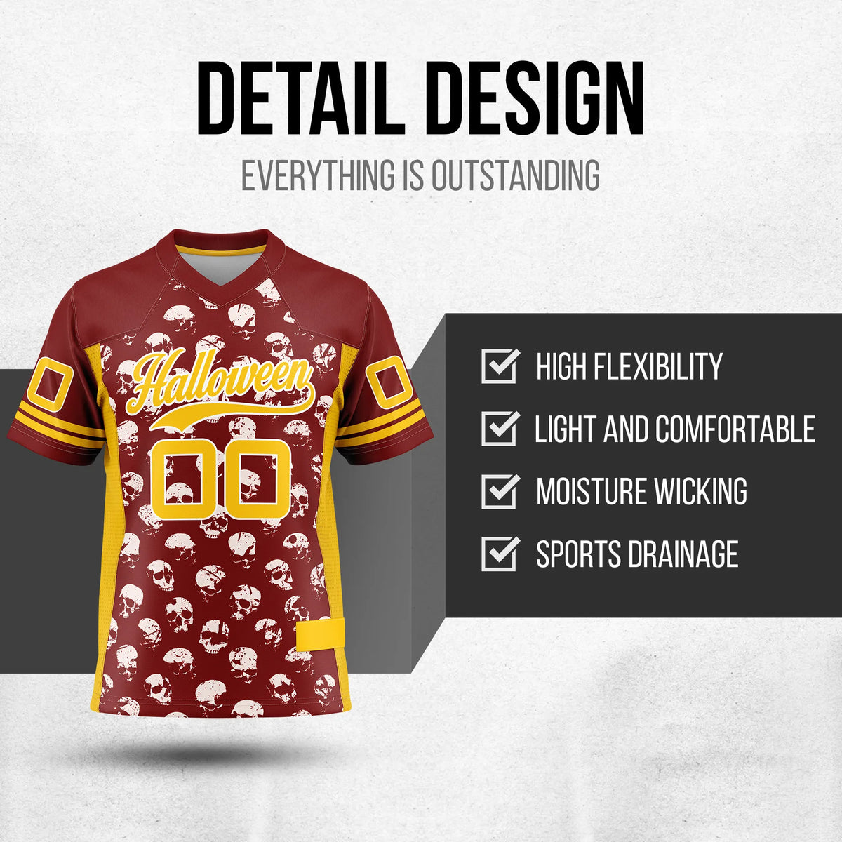 Custom Halloween Flag Football Jersey D9 Personalized Uniform with Name & Number