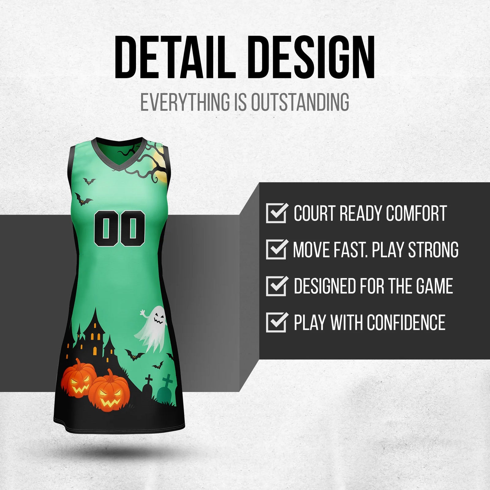 Custom Halloween Netball Jersey D8 Personalized Uniform with Name & Number