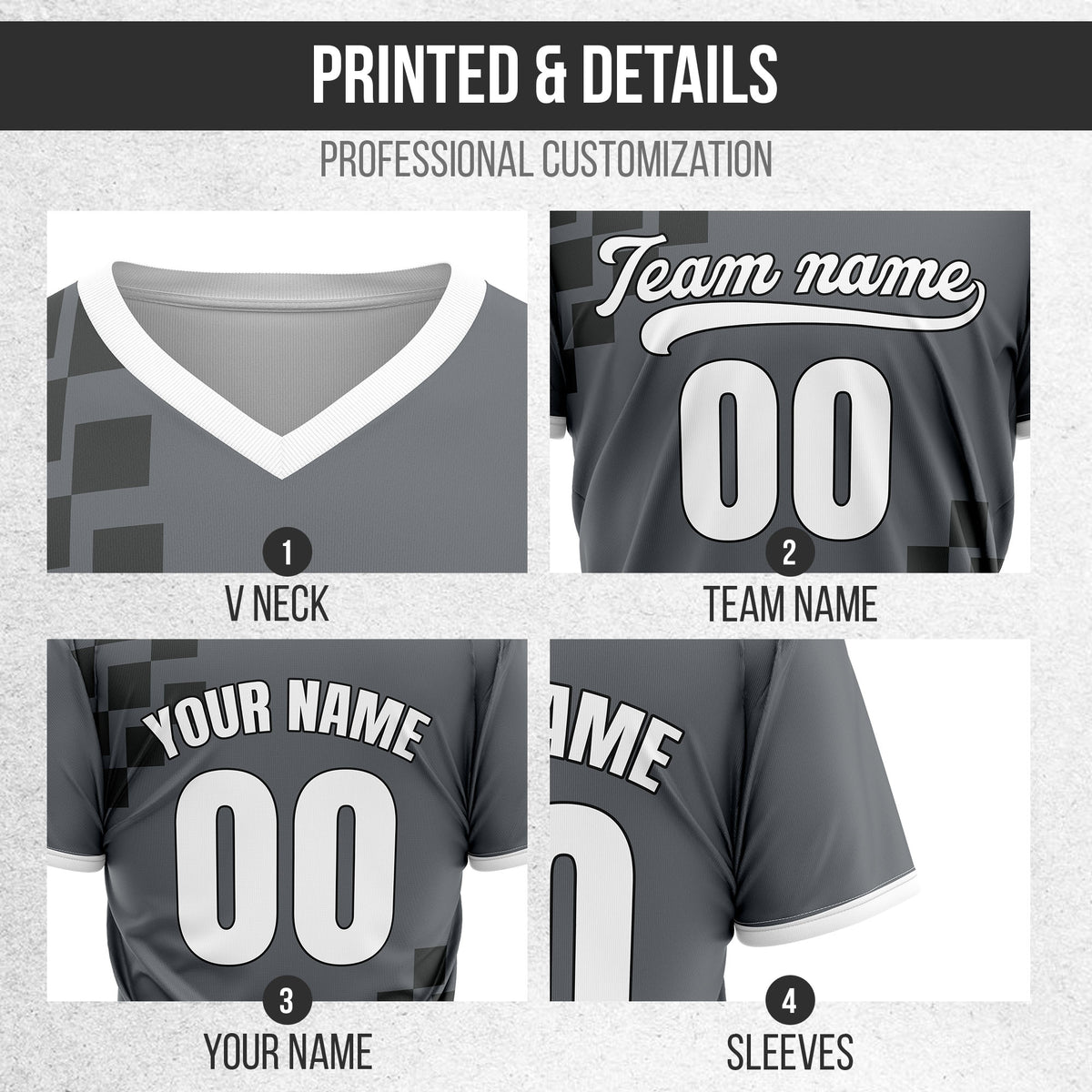 Custom Shadow Pixel Dark Grey Baseball Sports Jersey Personalized Uniform with Name & Number