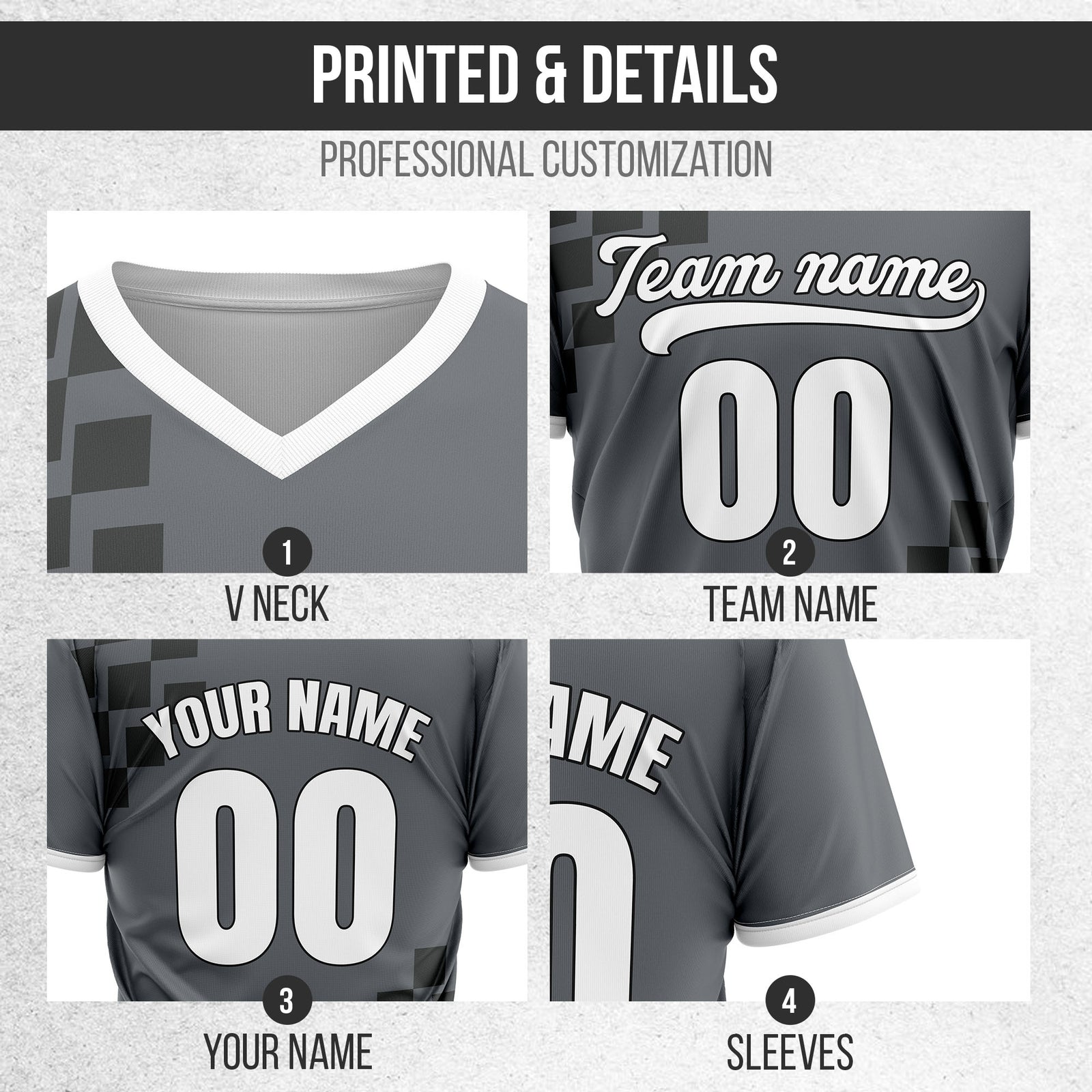 Custom Shadow Pixel Dark Grey Baseball Sports Jersey Personalized Uniform with Name & Number