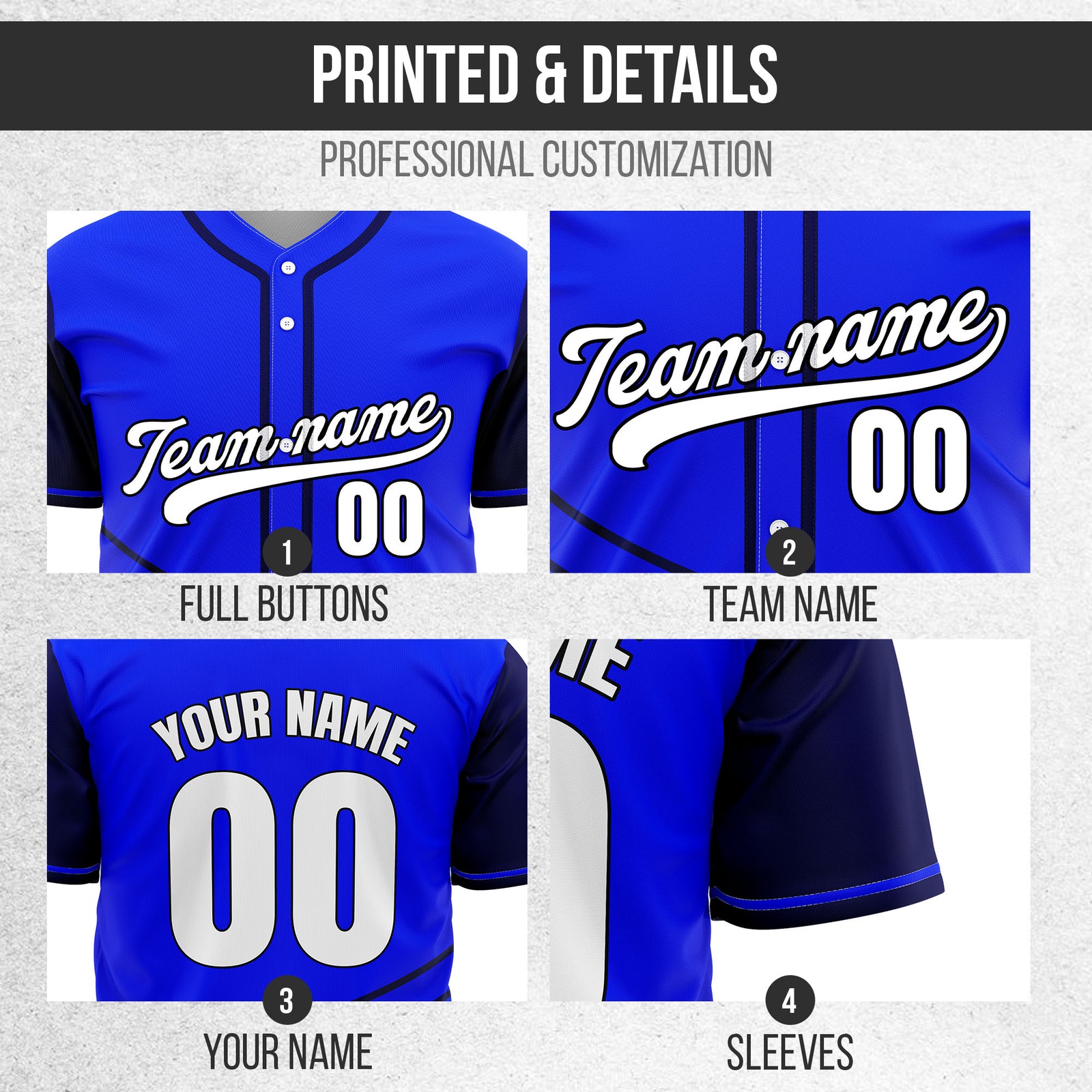 Custom Swift Blue Raglan Style Baseball Sports Jersey Personalized Uniform with Name & Number