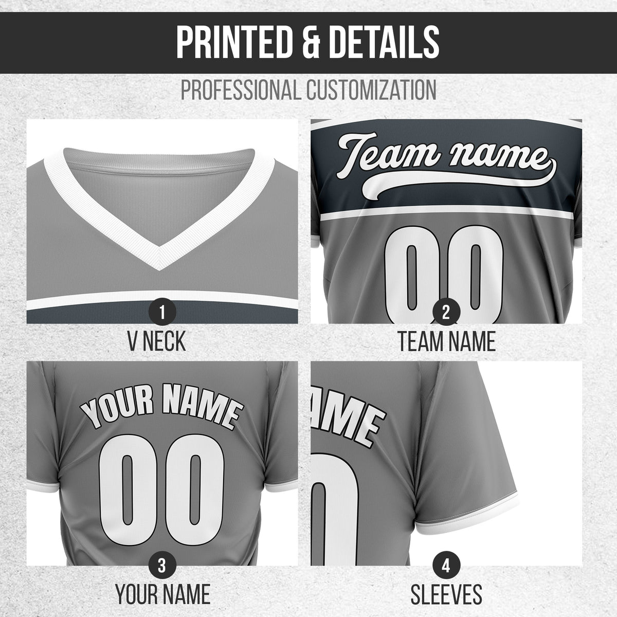 Custom ProEdge Grey Baseball Sports Jersey Personalized Uniform with Name & Number