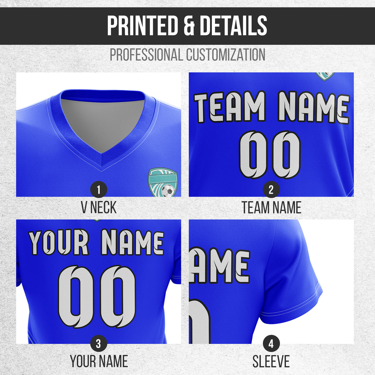 Custom WaveLine Stripe V-Neck Blue Soccer sport Tops Jersey