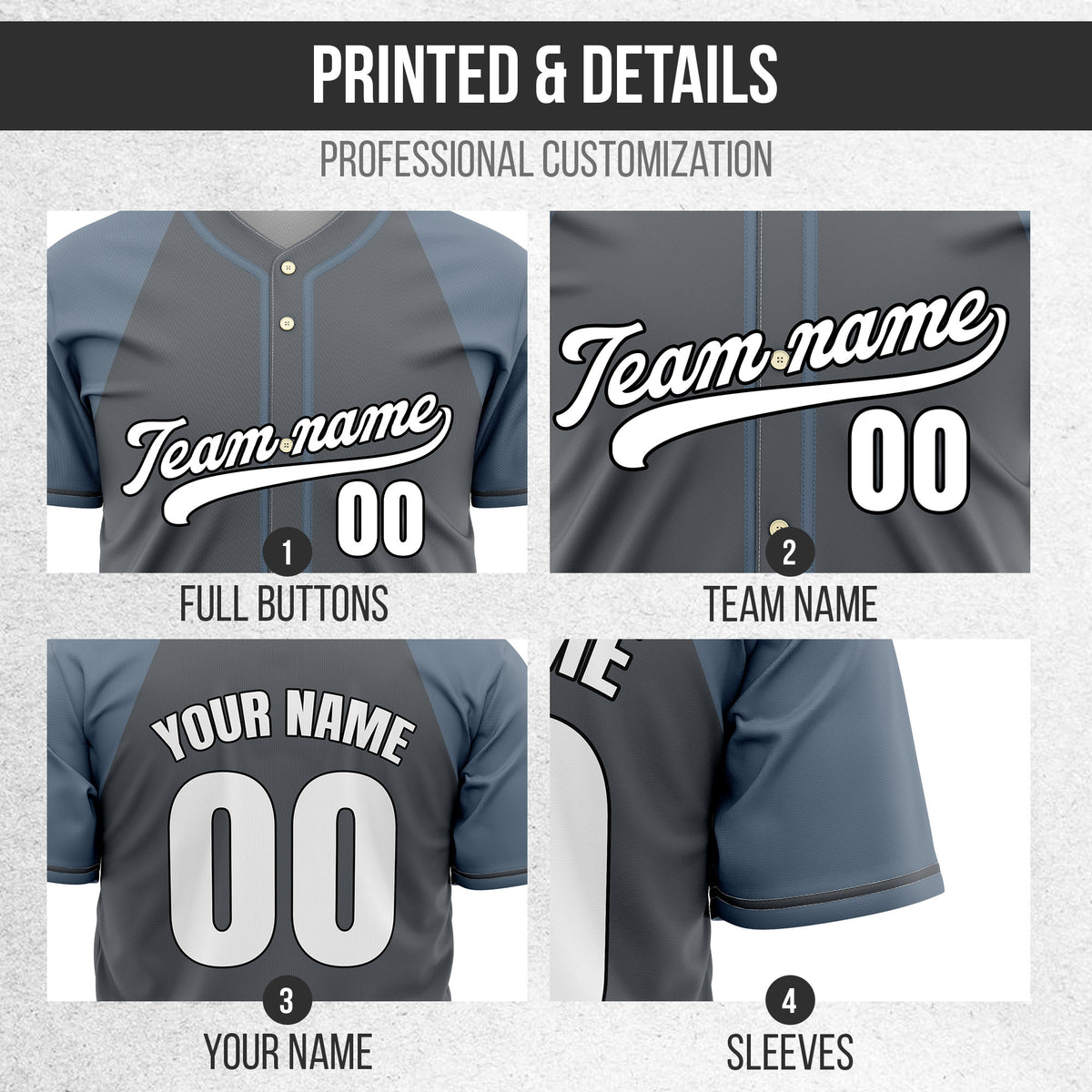 Custom Desert Blaze Dark Grey Raglan Style Baseball Sports Jersey Personalized Uniform with Name & Number