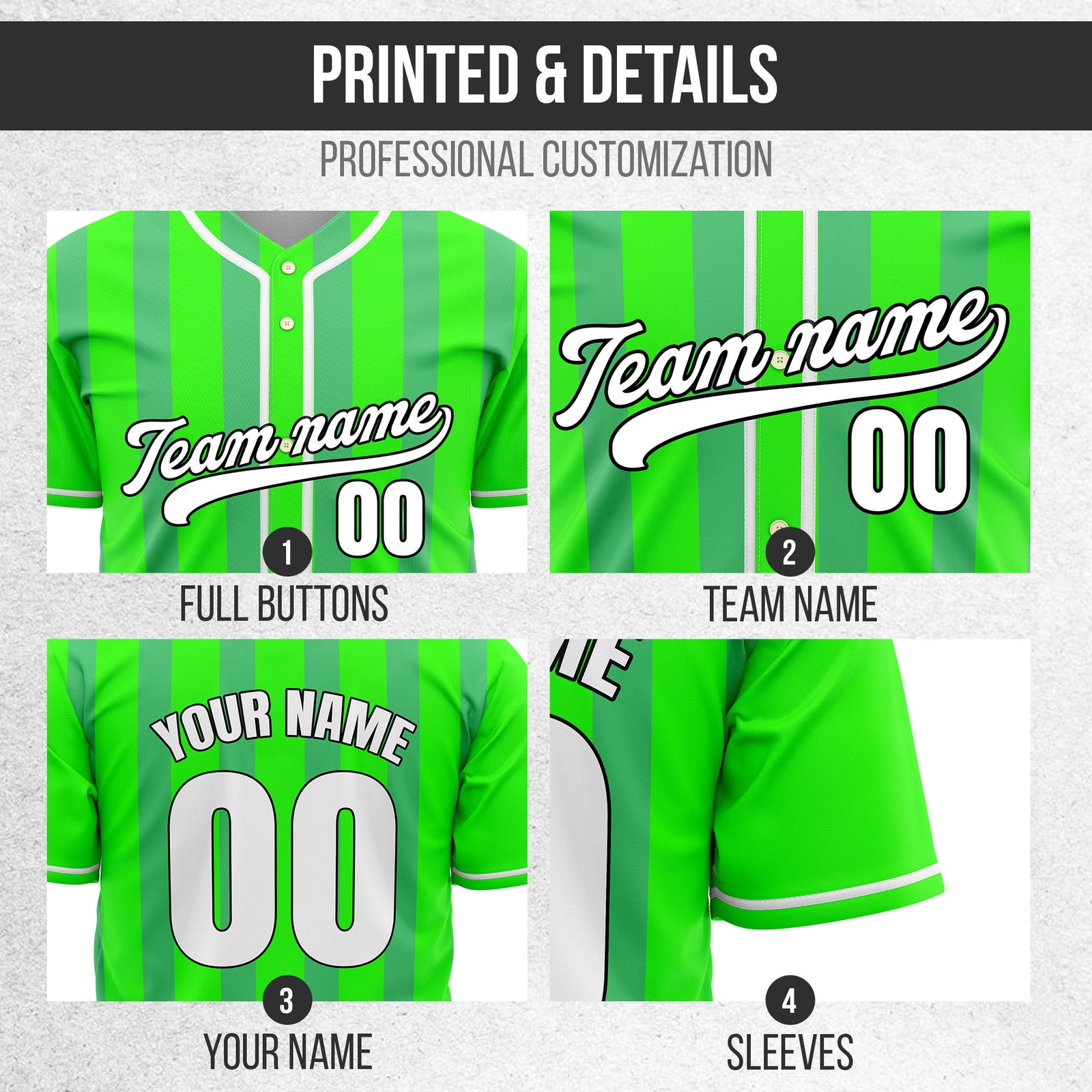 Custom Strikeforce Neon Green Raglan Style Baseball Sports Jersey Personalized Uniform with Name & Number