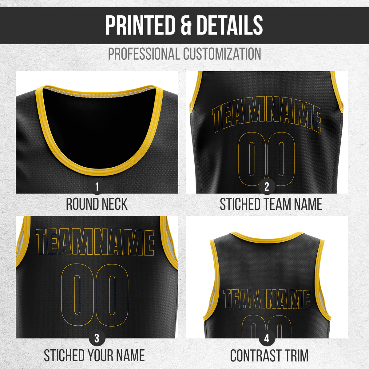 Custom Elite Black Classic Stitched Jersey Basketball Tops