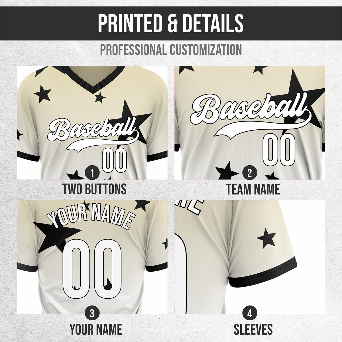 Custom Starfall Gradient Baseball Khaki Sports Jersey Personalized Uniform with Name & Number