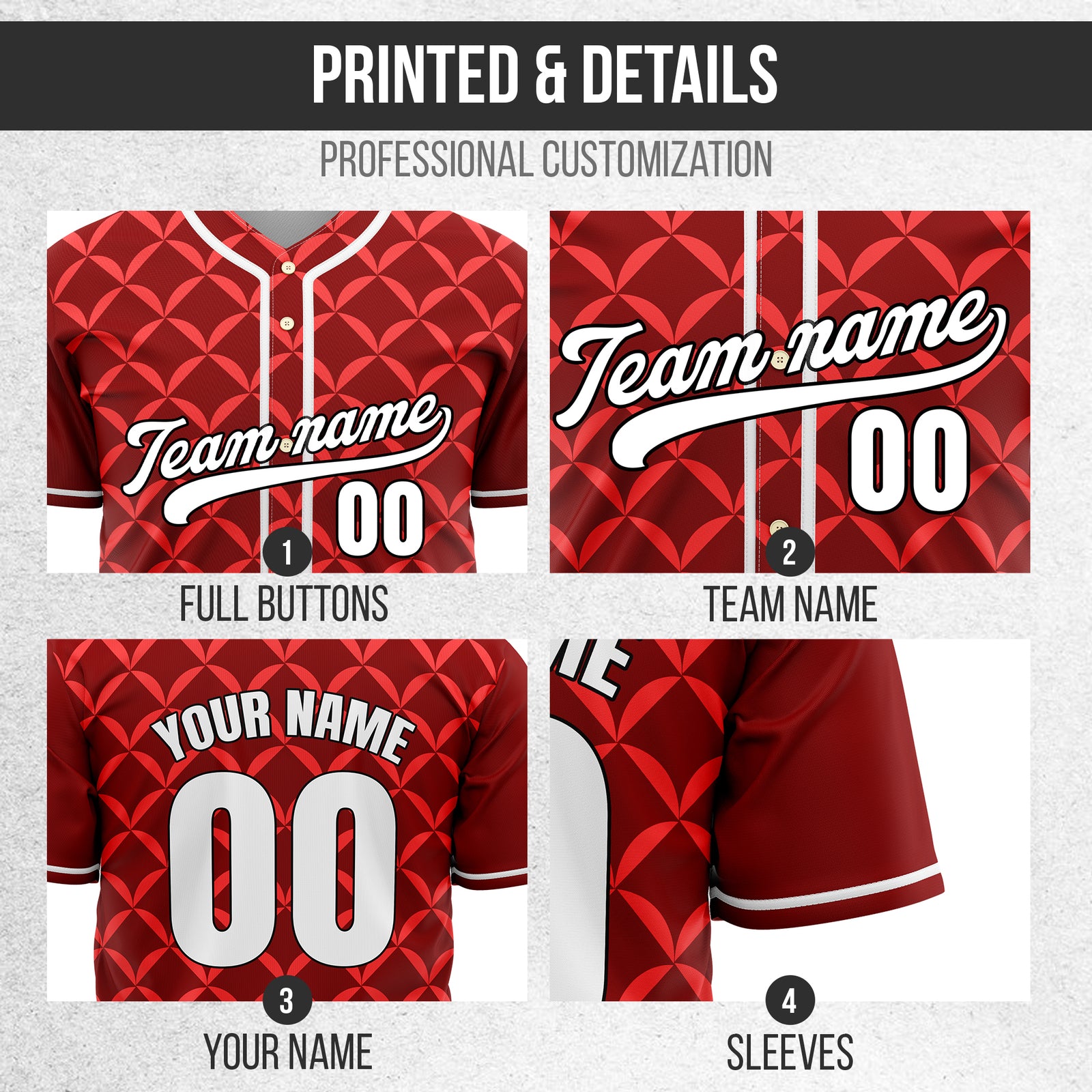 Custom Vertex Vibe Red Baseball Sports Jersey Personalized Uniform with Name & Number