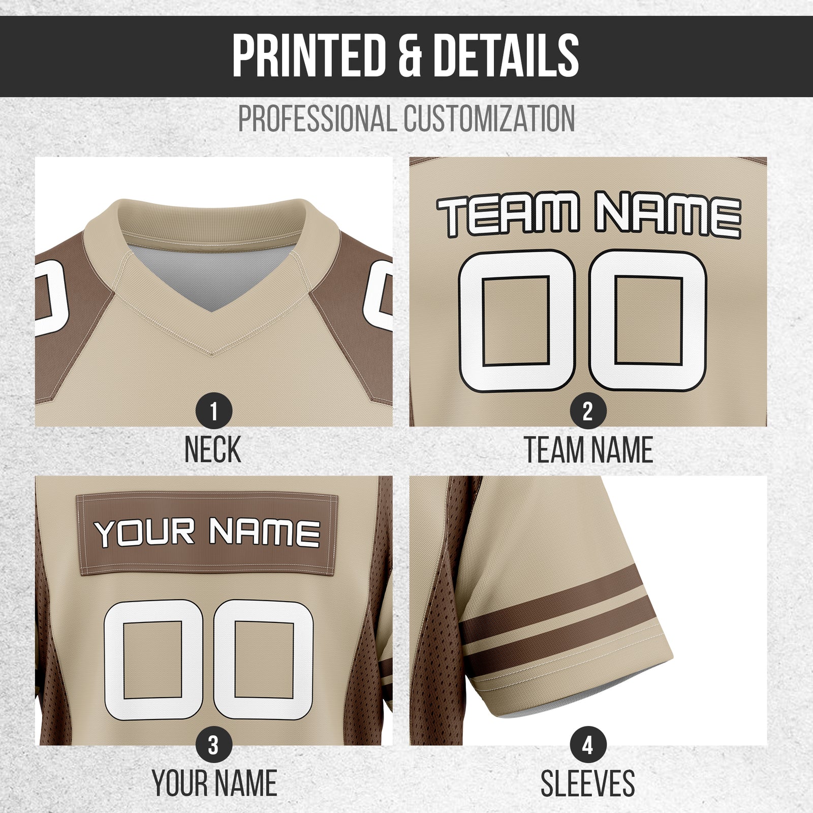 Custom Elite Khaki Color Block Mesh Authentic Football Jersey