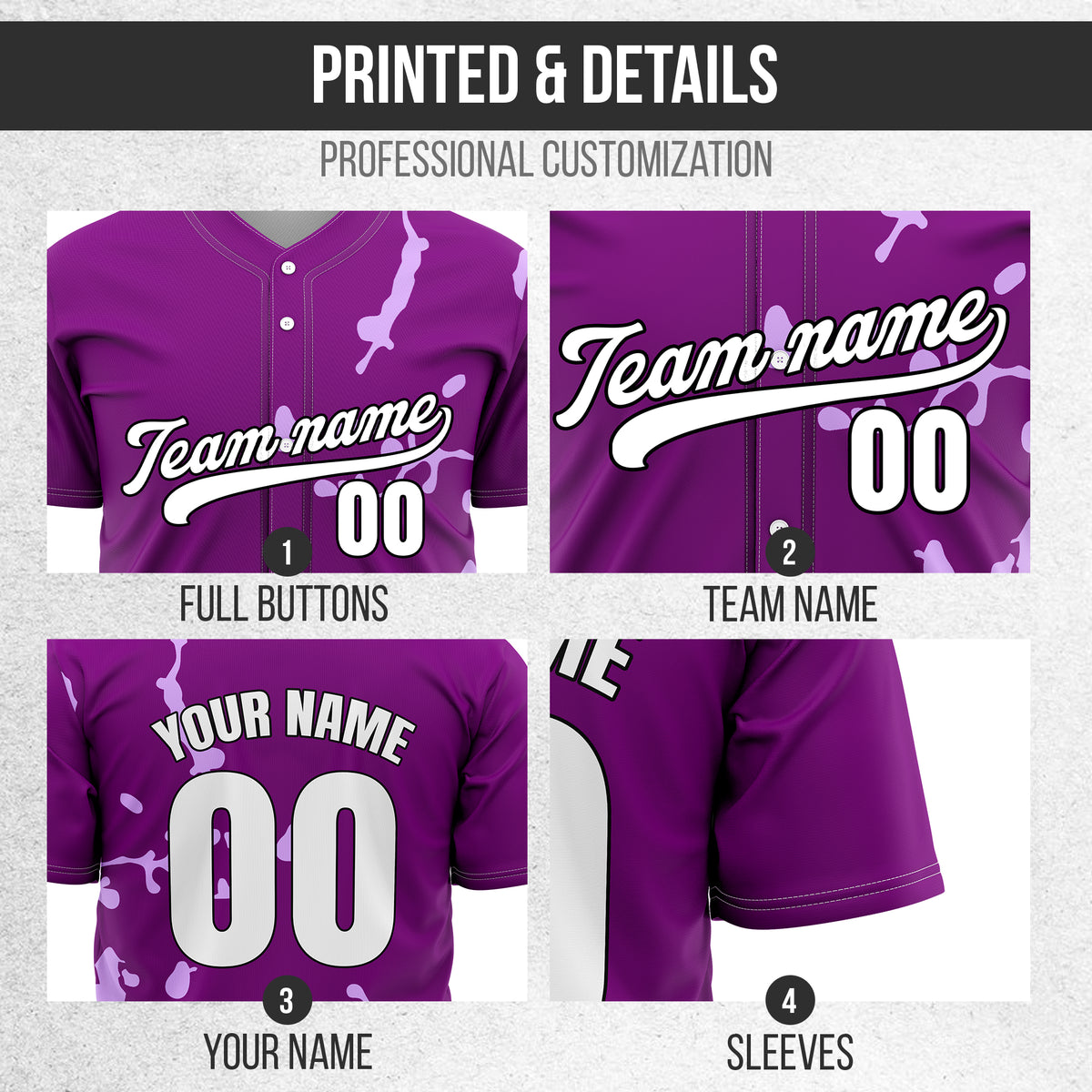 Custom Ink Paint Pop Purple Sports Jersey Personalized Uniform with Name & Number