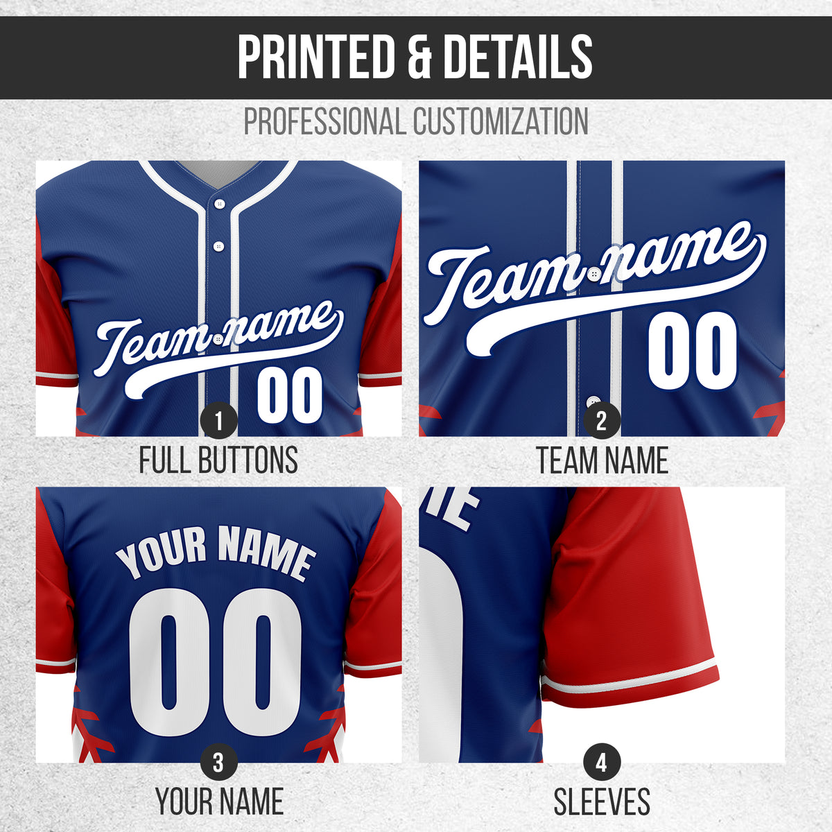 Custom Stitchline Baseball Blue Sports Jersey Personalized Uniform with Name & Number
