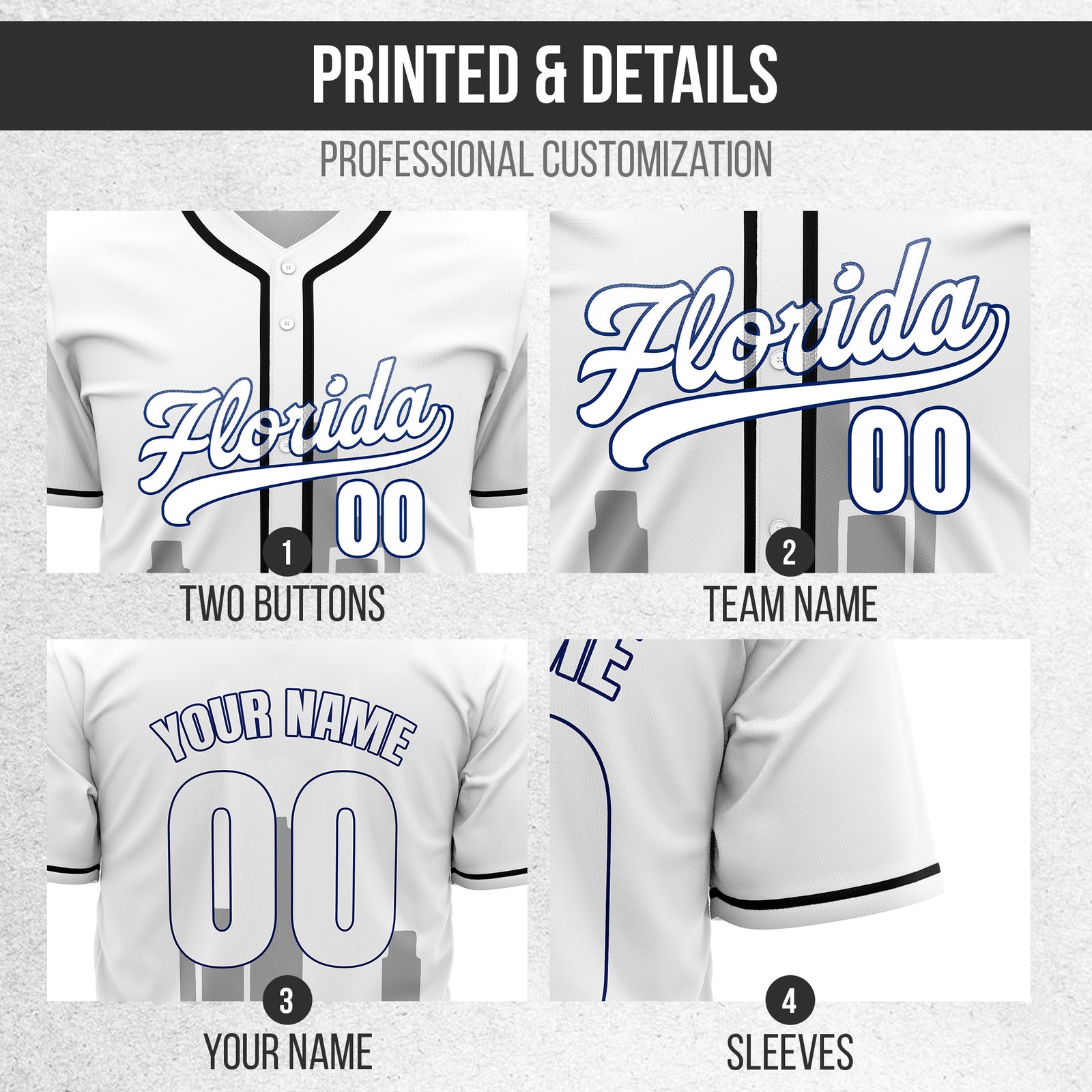 Custom City Flux White Baseball Sports Jersey Personalized Uniform with Name & Number