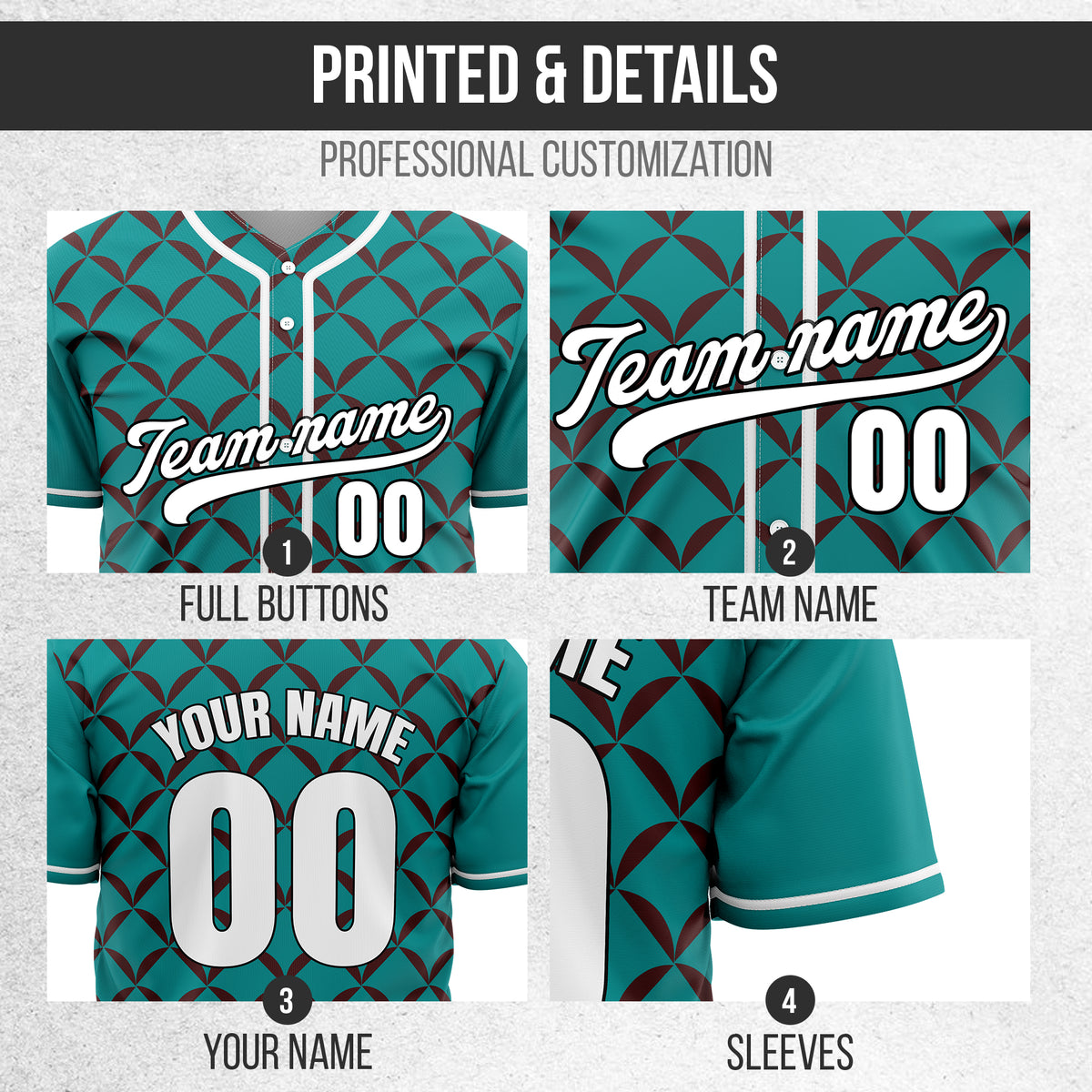 Custom Vertex Vibe Teal Baseball Sports Jersey Personalized Uniform with Name & Number