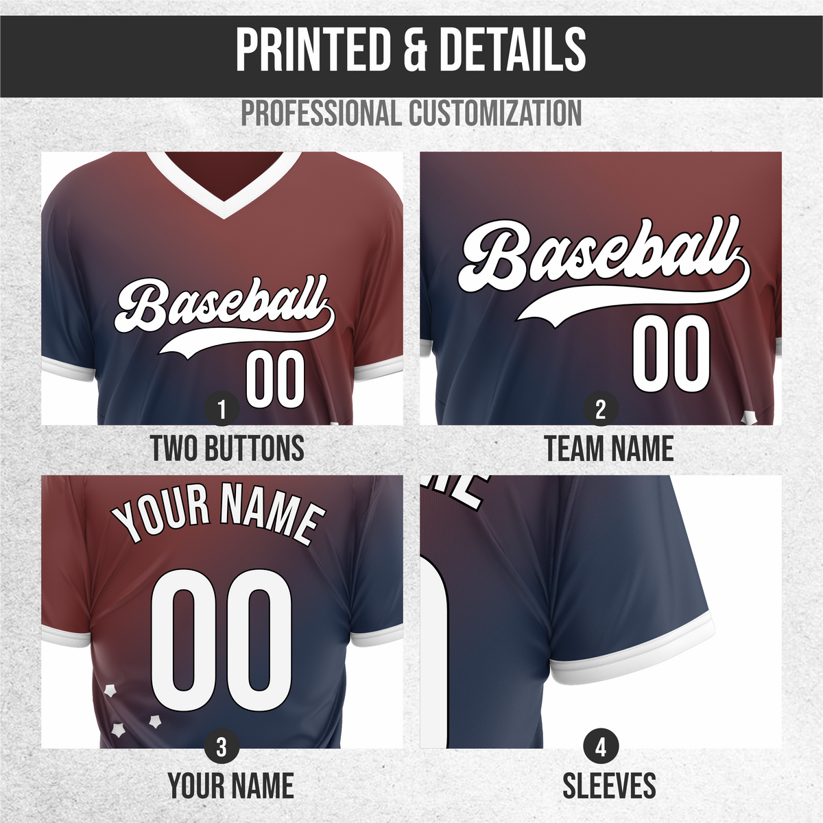 Custom Twilight Stars Baseball Navy Sports Jersey Personalized Uniform with Name & Number