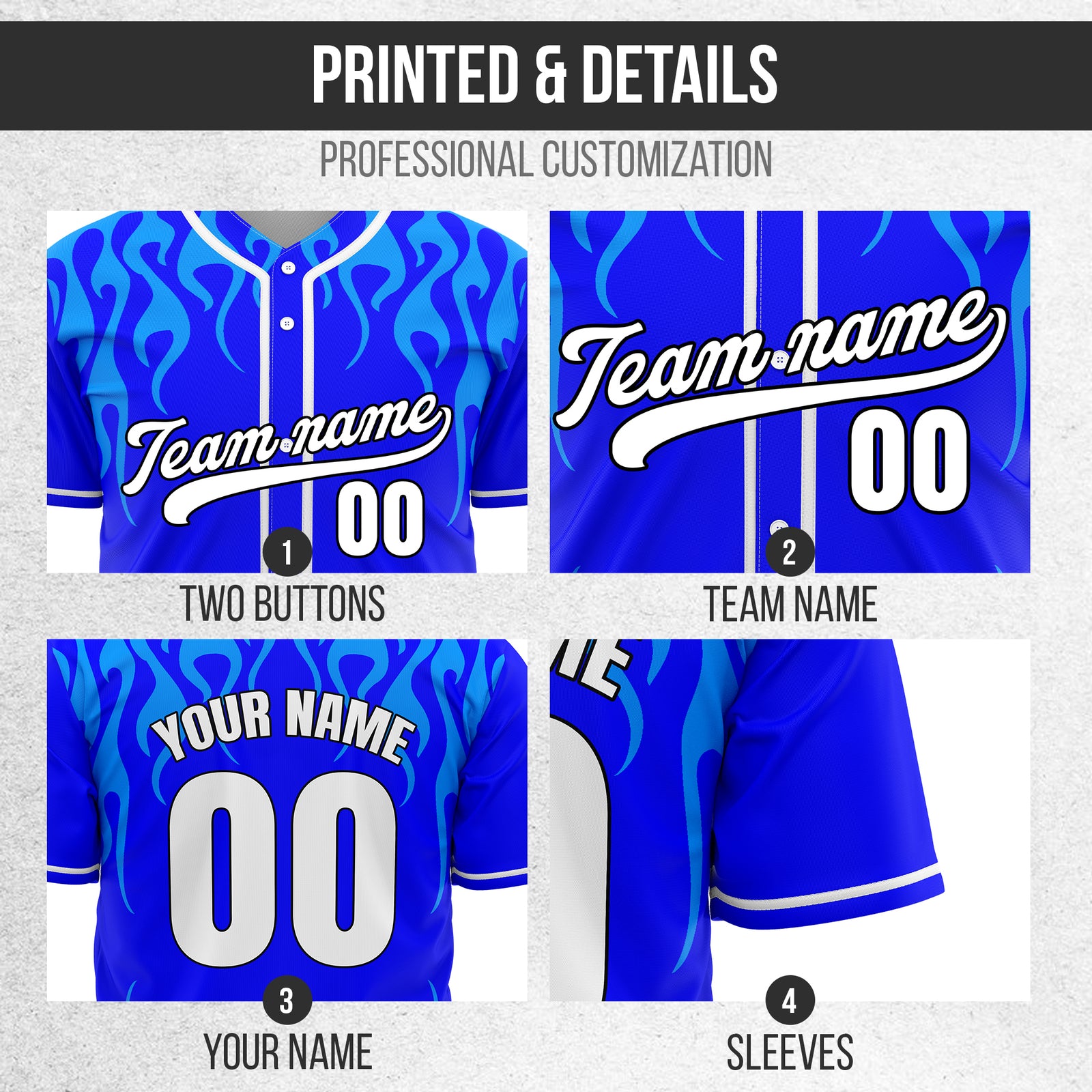 Custom Frostburn Blue Baseball Sports Jersey Personalized Uniform with Name & Number