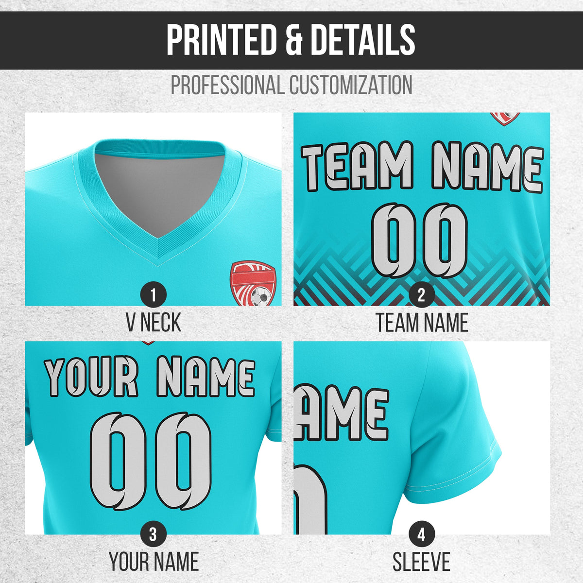 Custom Shadow Line V-Side Pattern D2 Soccer Sport Tops Jersey