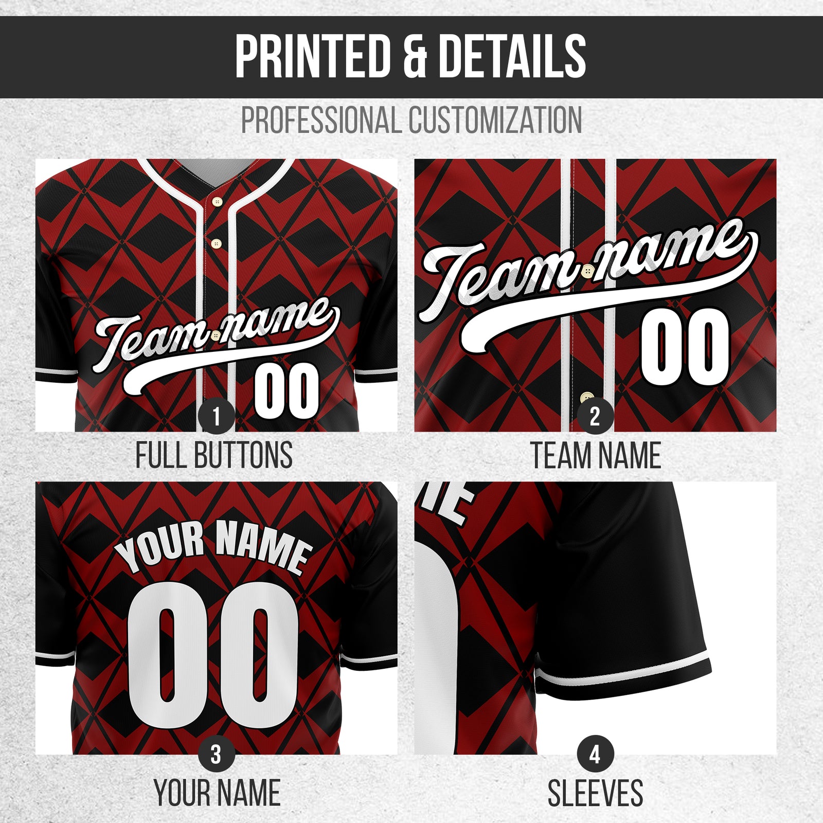 Custom Rhombus Blaze Black Baseball Sports Jersey Personalized Uniform with Name & Number
